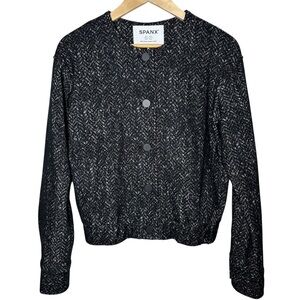 NEW Spanx Ponte Bomber Jacket Women's Small Black Quiet Luxury Minimalist